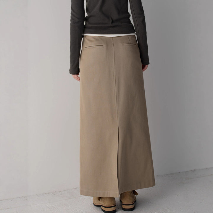Dame elegant og høyt liv maxi skjørt med folder Skjora