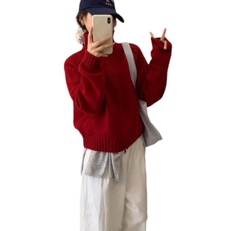 Dame cardigan med høy krage og praktisk glidelås Skjora