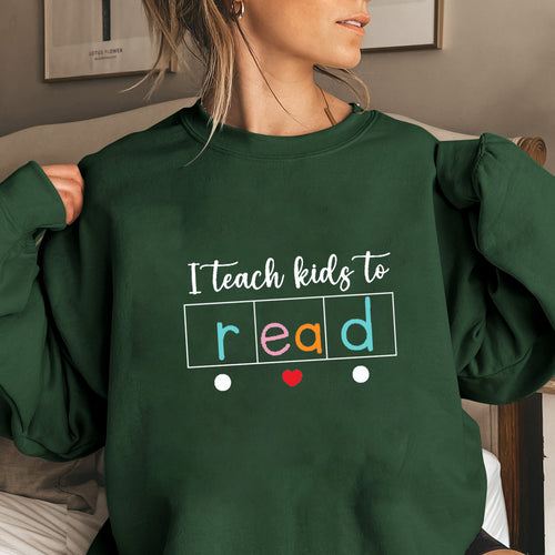 Kvinne sweatshirt med kreativt undervisningsmotiv Skjora
