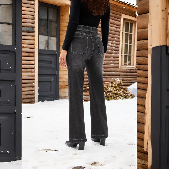 Dame High-Waist Jeans med vid ben og smal passform Skjora