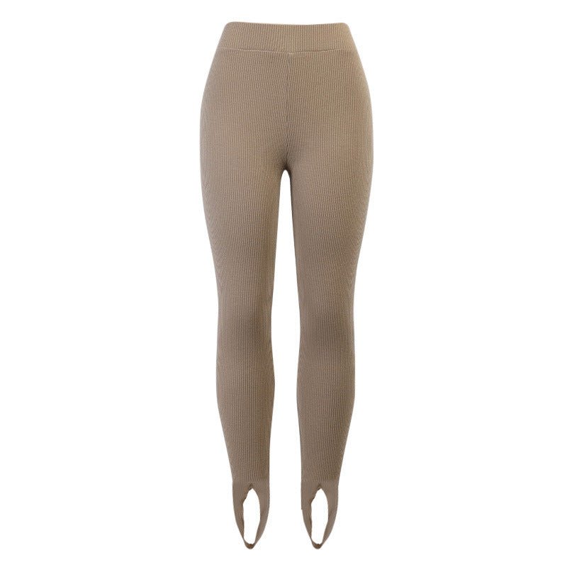 Dame leggings med strukturert ribbedesign og høy midje Skjora