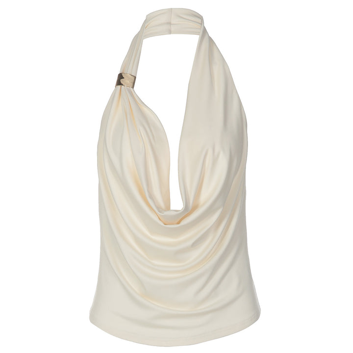 Dame Elegant Halter-top med skimrende utringning og flytende snitt Skjora