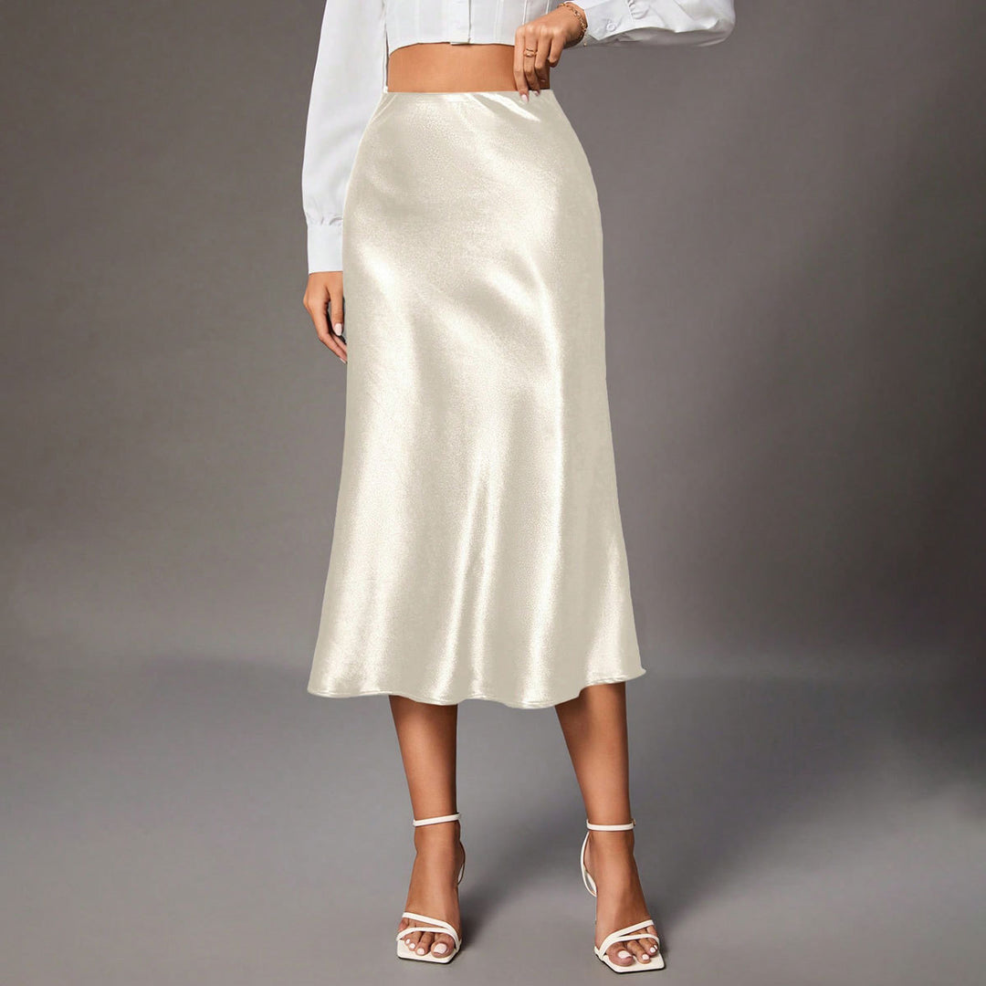 Dame Elegant A-linje Satin skjørt med flytende snitt Skjora
