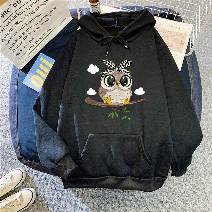 Damen Kapuzenpullover mit süßem Eulenmotiv Skjora