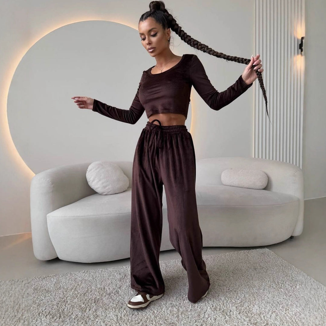 Women's cropped top and wide leg trousers set Skjora