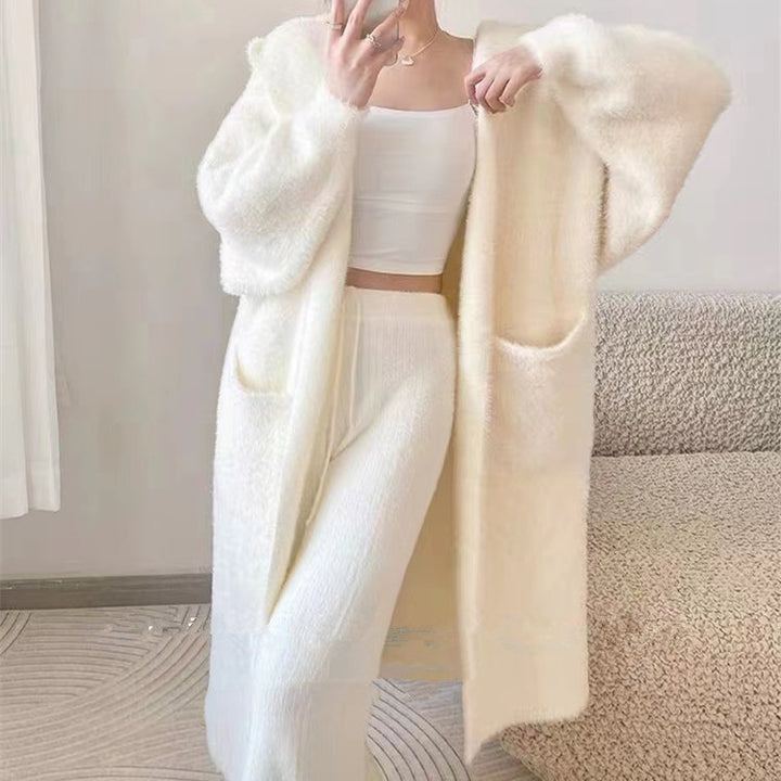 Damer Fluffy Cardigan med Praktiske Lommer og Casual Snitt Skjora