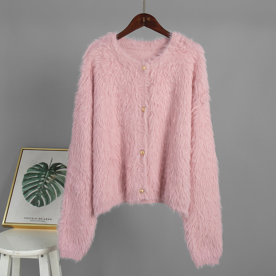 Kvinne Fluffy Strikkegenser laget av 100% Nylon med Casual Snitt Skjora
