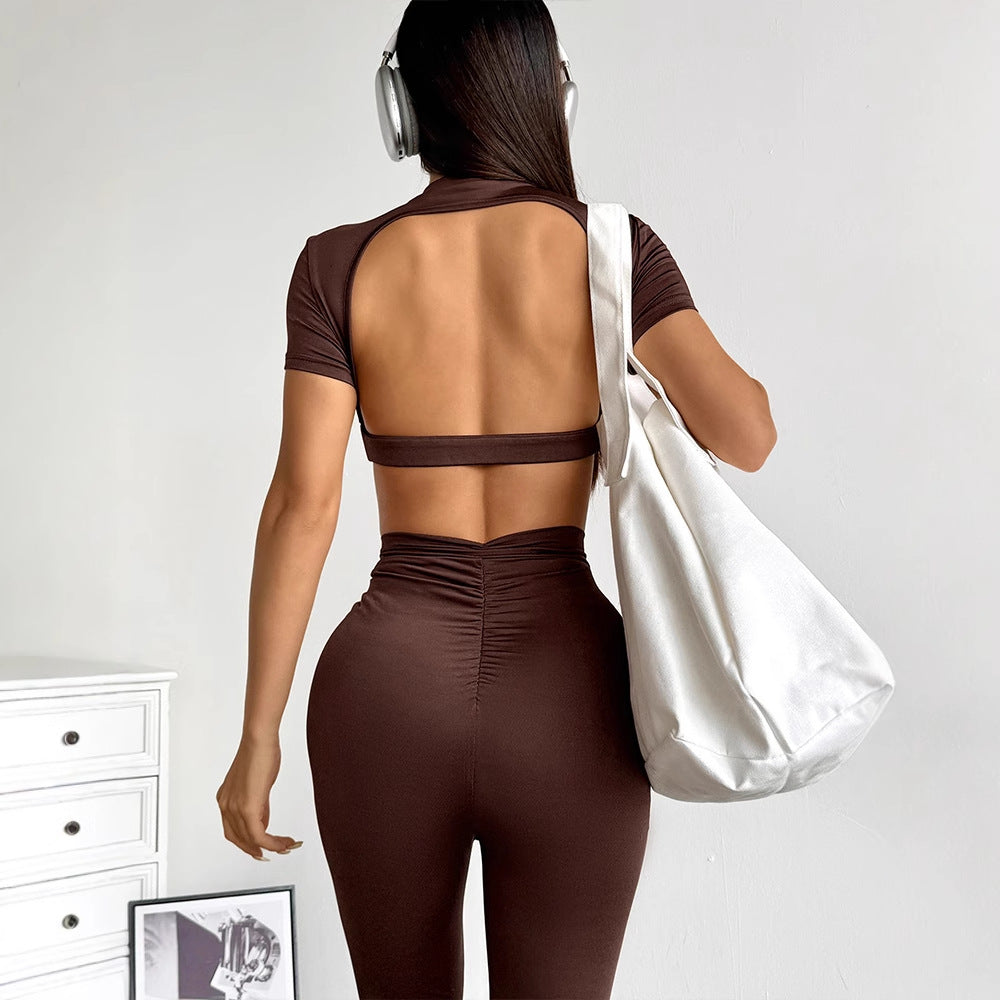 Dame Sett med cropped topp og figurpassende leggings Skjora
