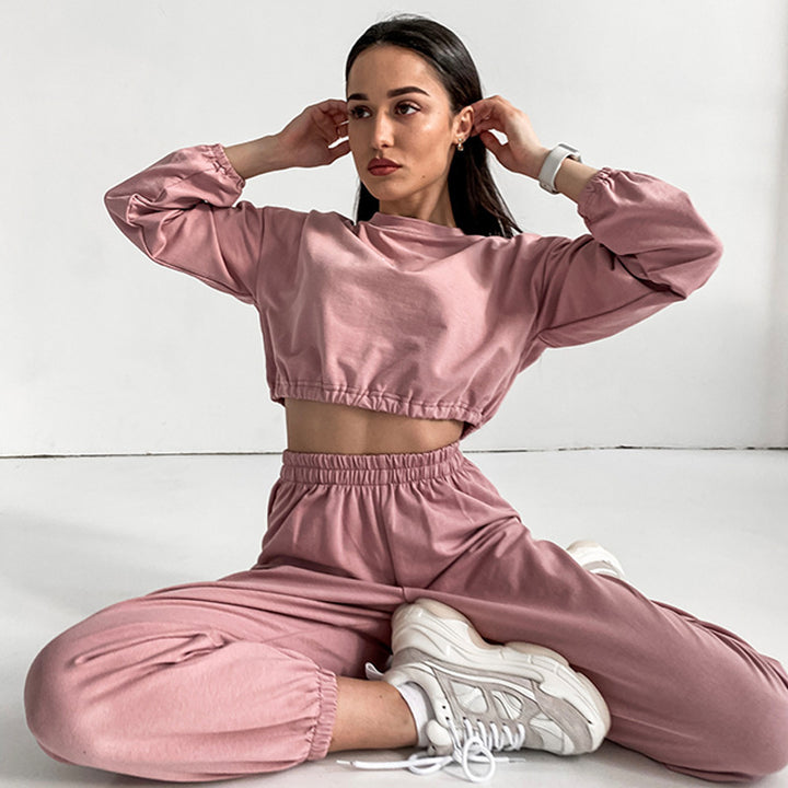 Dame sporty loungewear-set med løs passform og elastisk midje Skjora