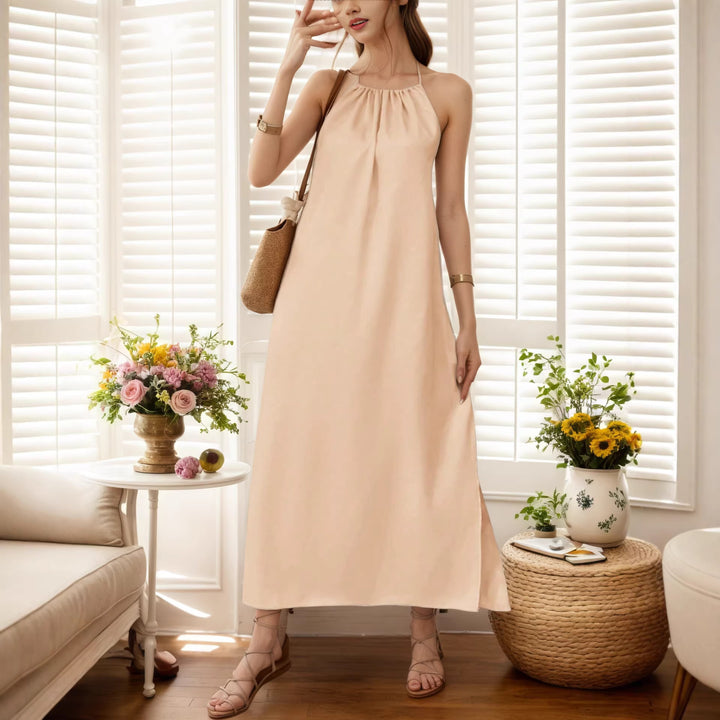 Dame Maxi-kjole med elegant halteredning Skjora