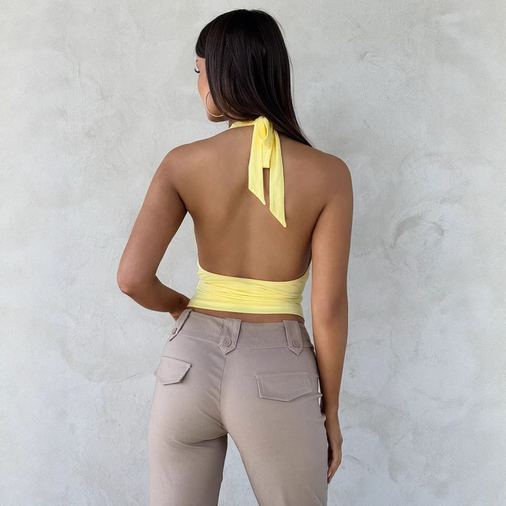 Dame Crop-Top med raffinert knutelook Skjora