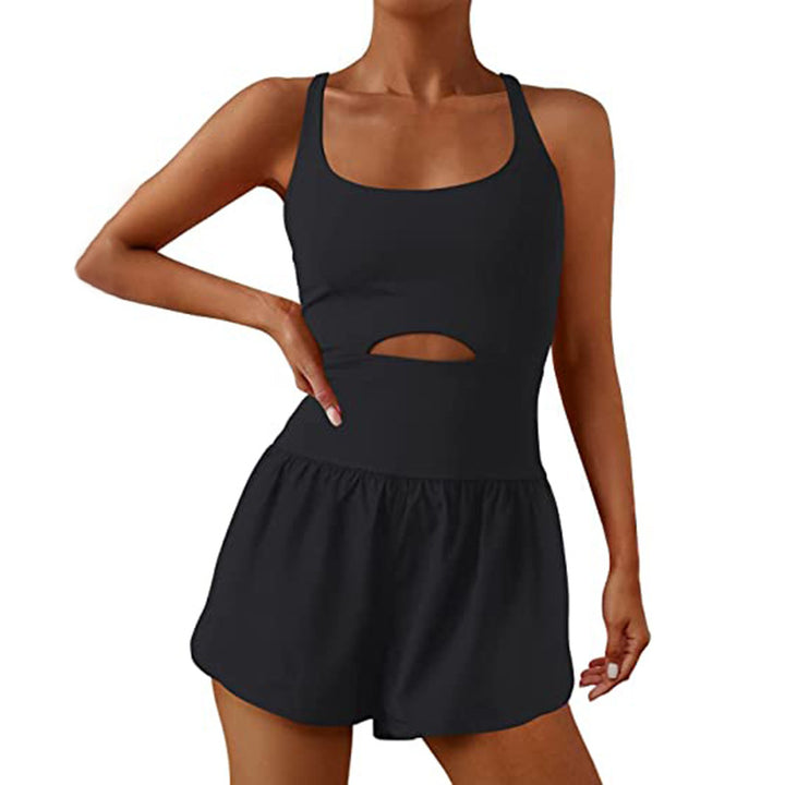 Dame sporty jumpsuit med innsnittet midje og dyp utringning Skjora