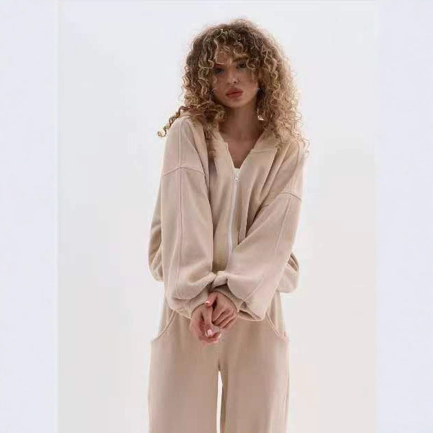Kvinne cropped hoodie jakke laget av myk fleece med glidelås Skjora