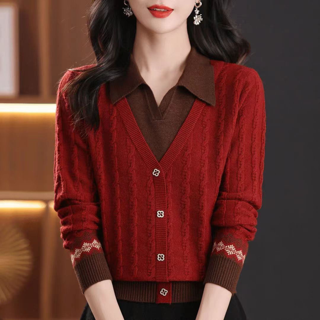 Kvinnelig elegant cardigan med V-hals Skjora