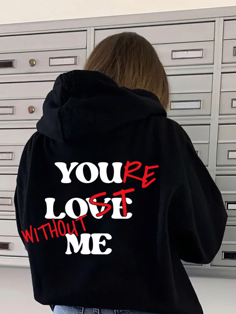 Dame Oversized Hoodie med Inspirerende Trykk Skjora
