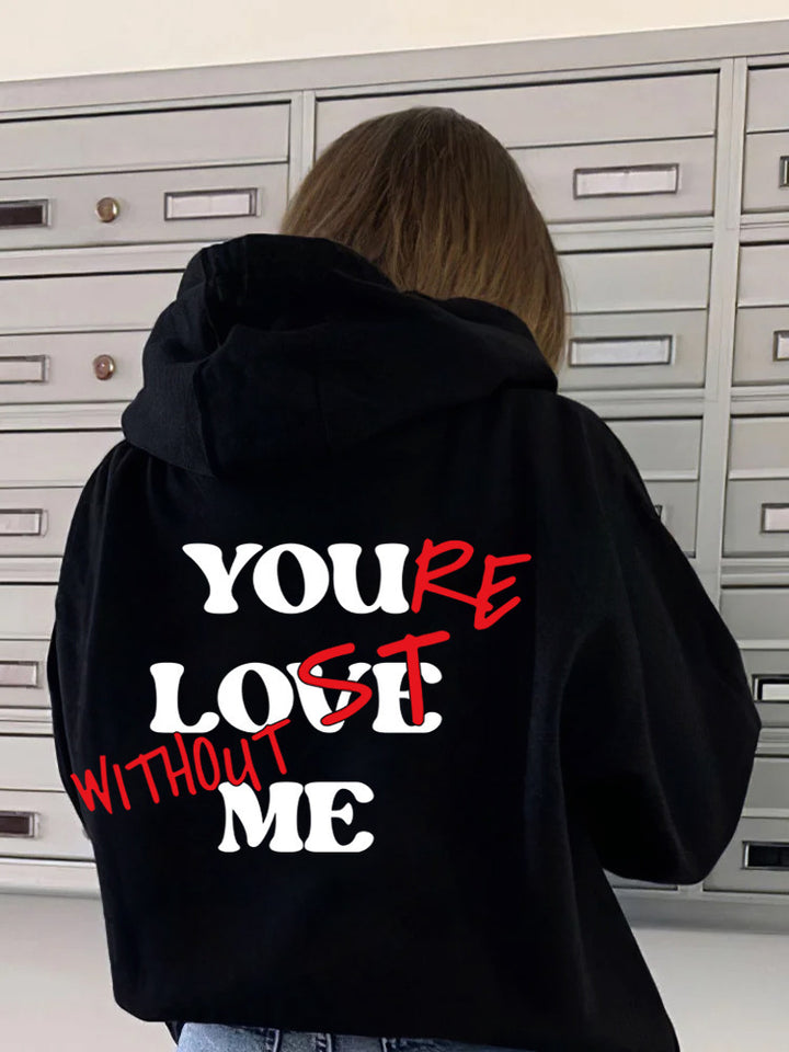 Dame Oversized Hoodie med Inspirerende Trykk Skjora