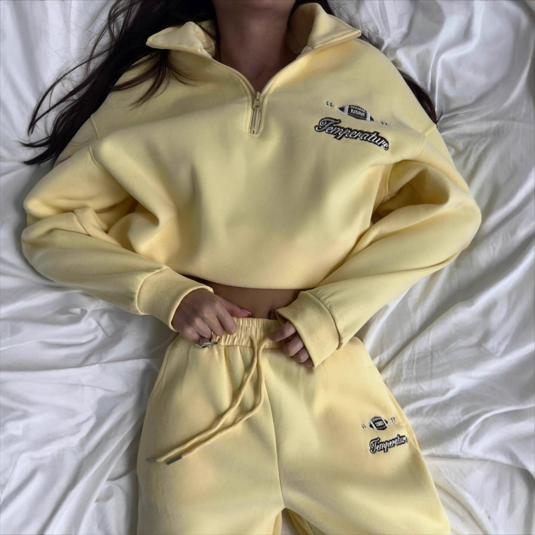 Dame casual zip genser med elastisk kant og sporty detaljer Skjora