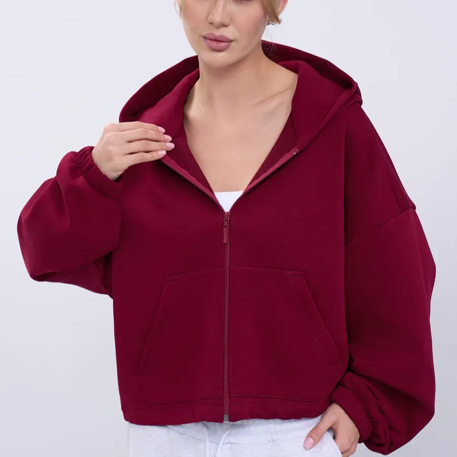 Damer casual cropped hettegenser med voluminøse ermer Skjora