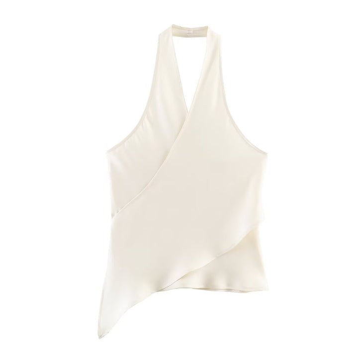 Dame omslagsbluse med V-hals Skjora
