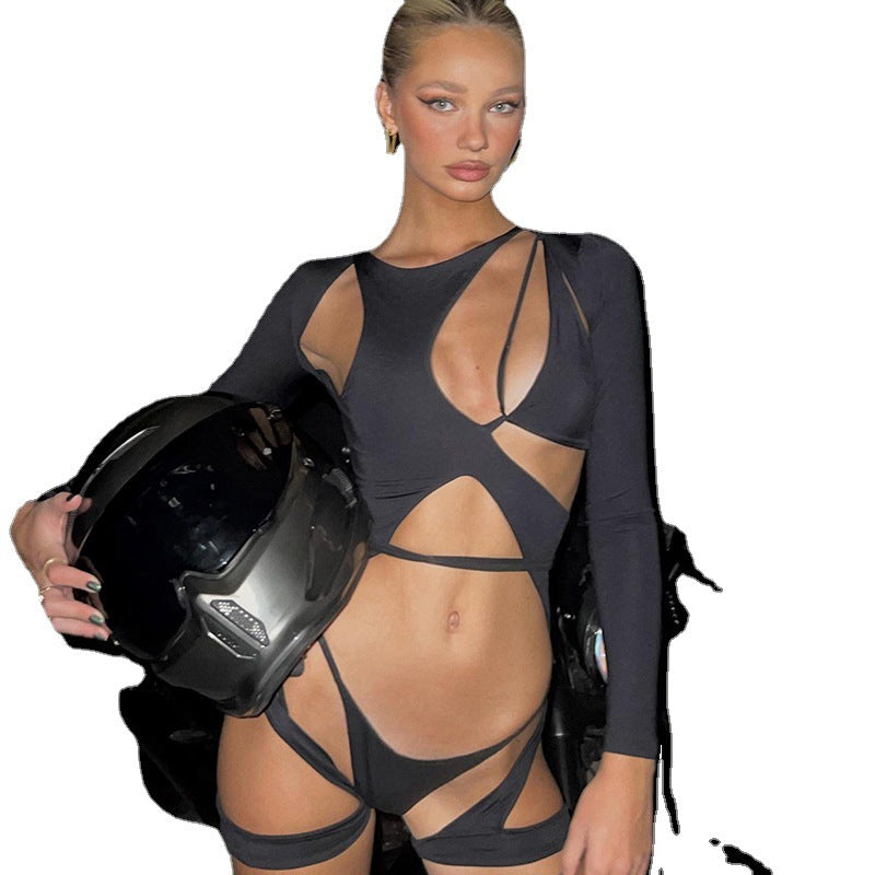 Damer Cut-Out Bodysuit med lange ermer og sporty design Skjora