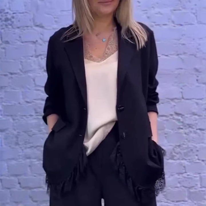 Women's elegant blazer jacket with lace details Skjora