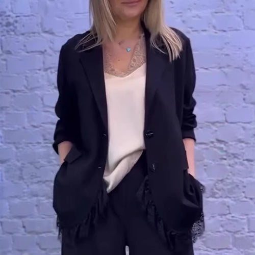 Women's elegant blazer jacket with lace details Skjora