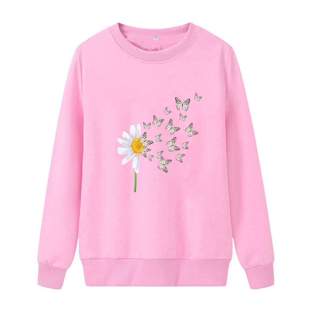 Dame sweatshirt med floral sommerfugldesign Skjora