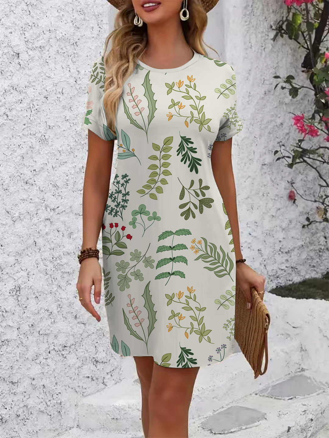 Damen T-Shirt Kleid mit kreativem Druckdesign Skjora