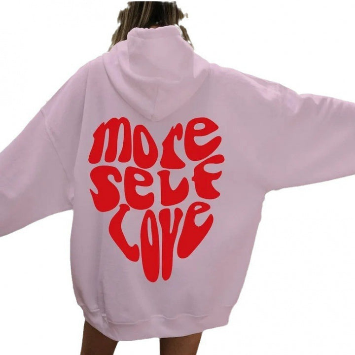 Kvinne oversized hettegenser med kreativ hjerte design Skjora