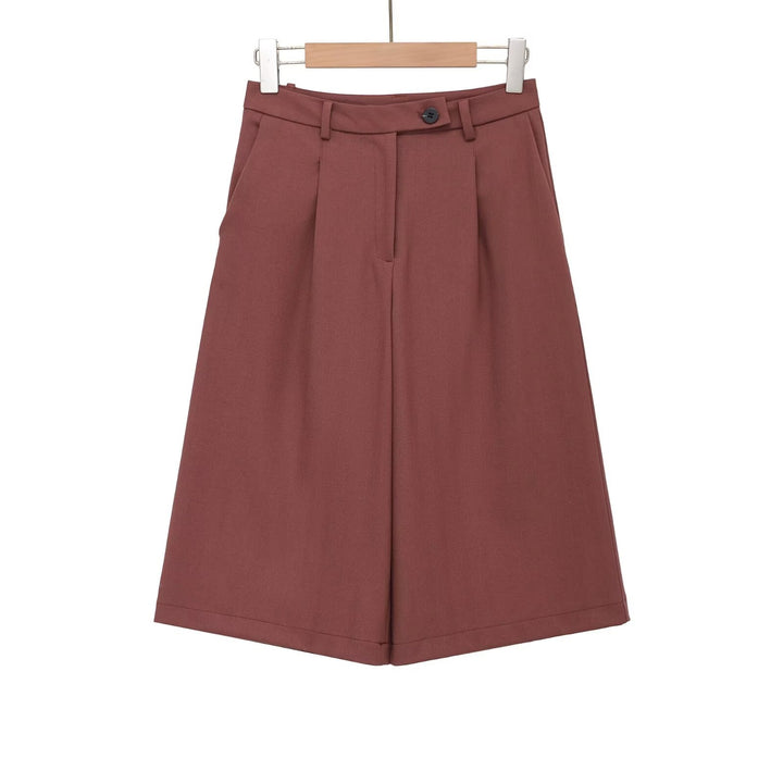 Dame vide høyt liv-shorts med elegant folder Skjora