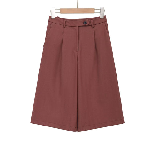 Dame vide høyt liv-shorts med elegant folder Skjora