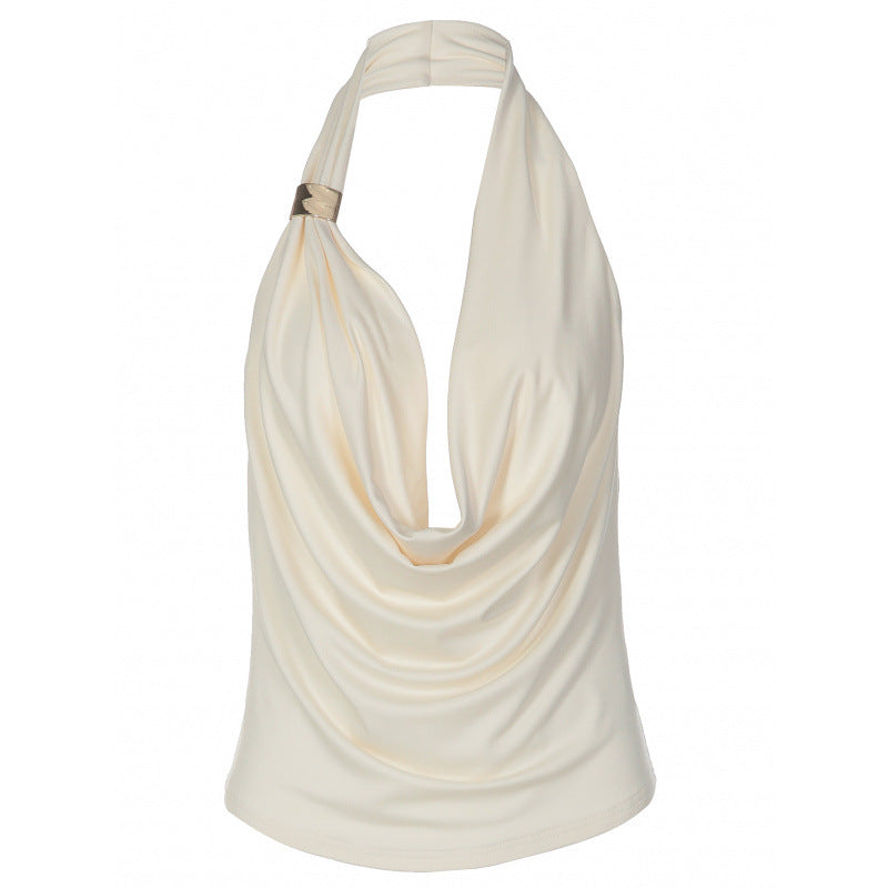 Dame Elegant Spagetti-stropp topp med raffinerte draperingsdesign Skjora