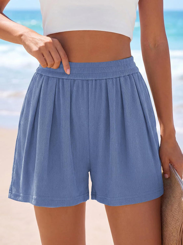 Damer Lett Fritidsshorts med elastisk linning og folder Skjora