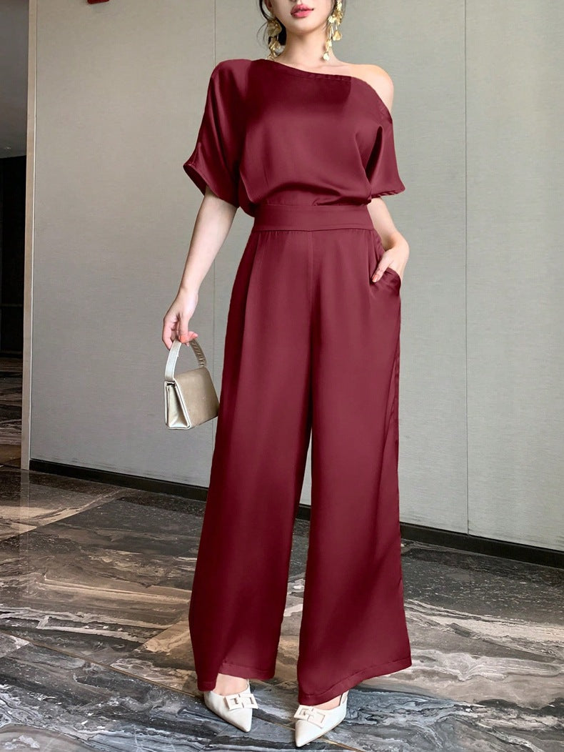 Dame One Shoulder Jumpsuit med vid ben og elegant snitt Skjora