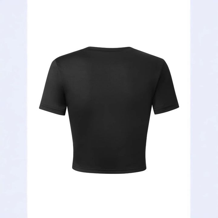 Dame Crop-Top med iøynefallende tekst Skjora