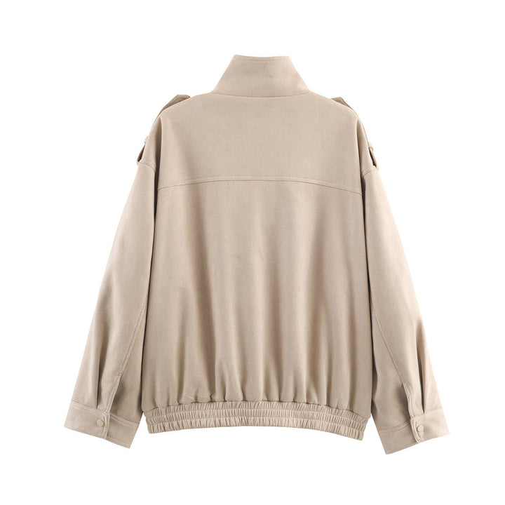 Women's Fashion Practical Jacket with Handy Pockets and High Collar Closure Skjora