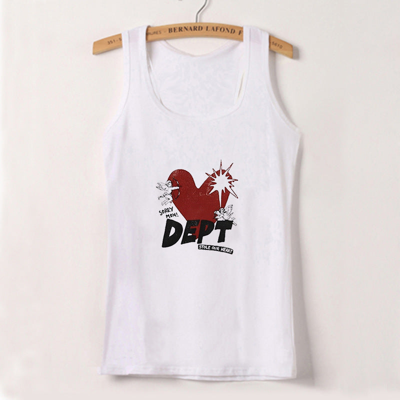 Dame ermeless Camisole med iøynefallende grafisk design Skjora