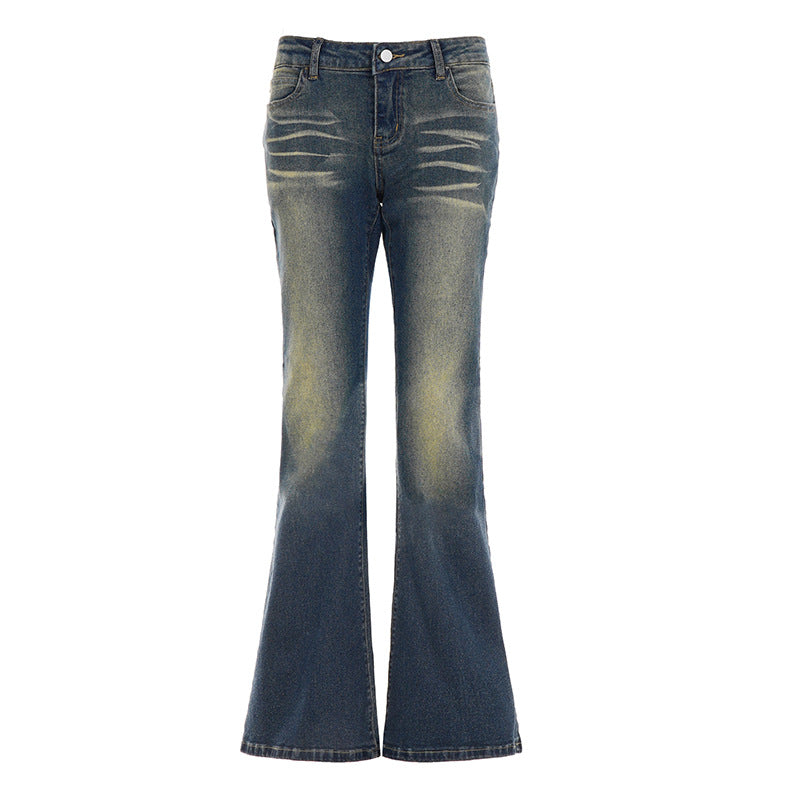 Damer Flared Jeans med høy midje og stilig bruktutseende Skjora