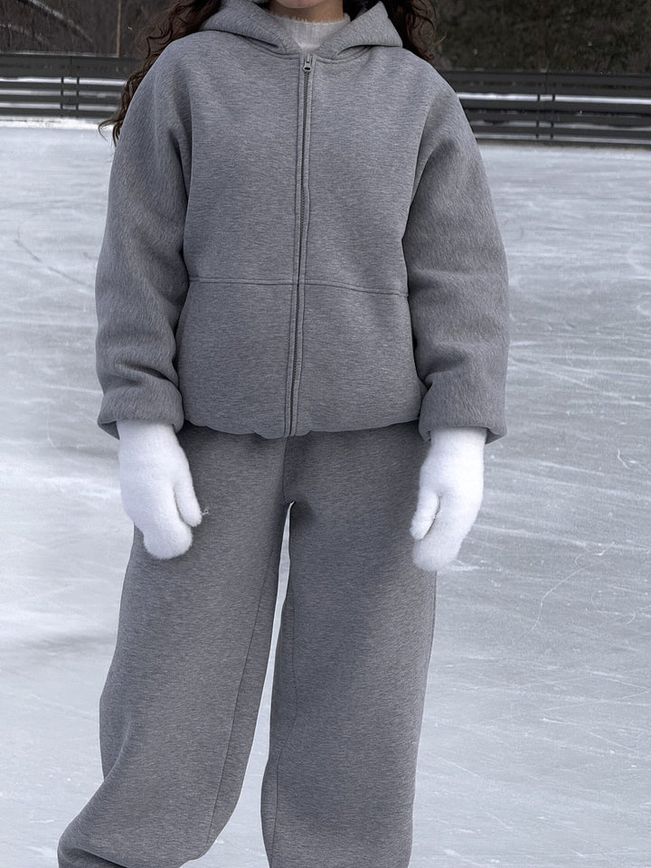 Dame oversized fleecejakke med full glidelås og avslappet snitt