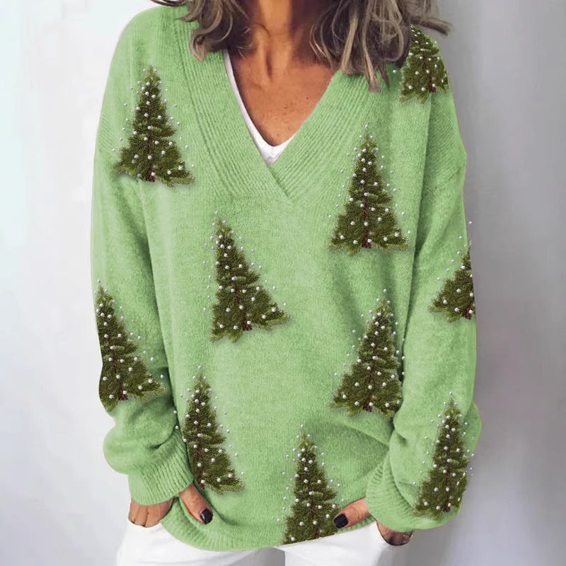 Ladies knitted sweater with detailed landscape pattern Skjora