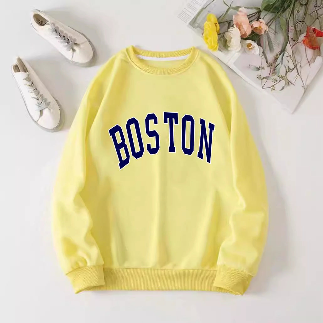 Dame avslappet sweatshirt med Boston-print Skjora