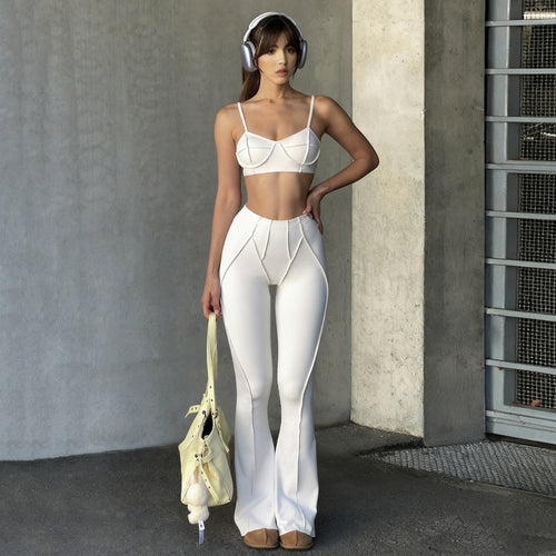 Women's Flared Leggings with High Waist and Seamless Design Skjora