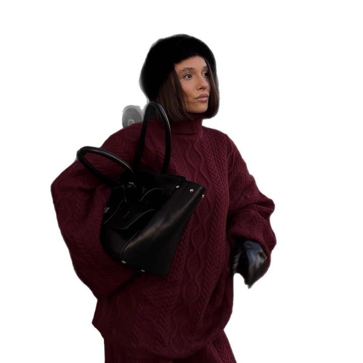 Damer koselige strikkede jumpsuit med kabelmønster Skjora