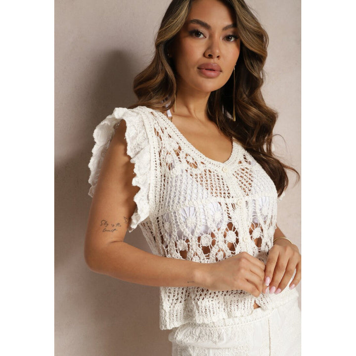 Dame heklebluse med feminine volanger Skjora