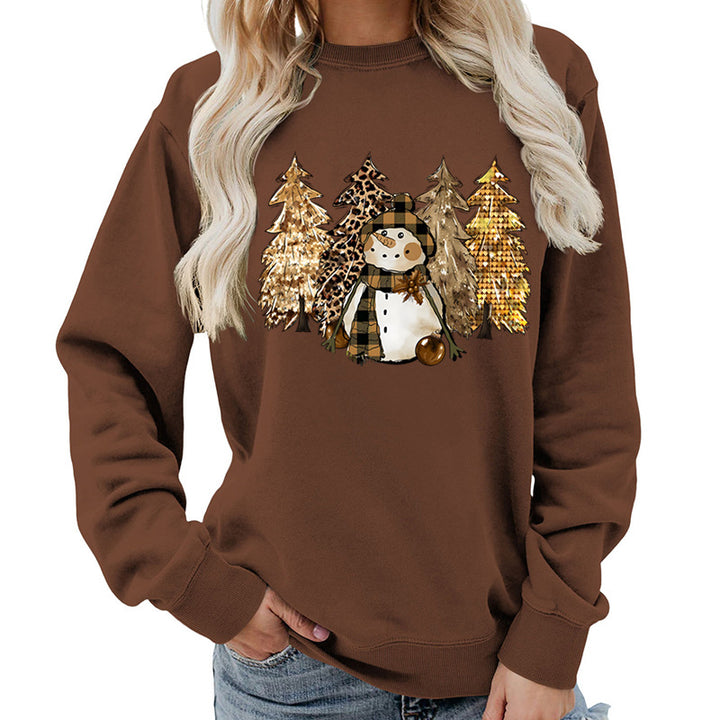 Dame sweatshirts med kreativ snømanndesign og myk fôr Skjora
