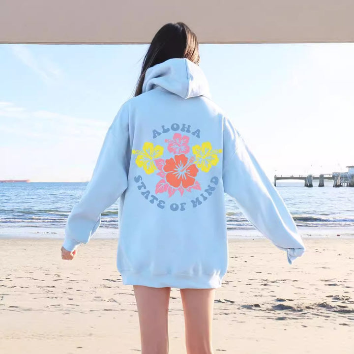 Kvinners hettegenser med blomster aloha design og komfortabel passform Skjora
