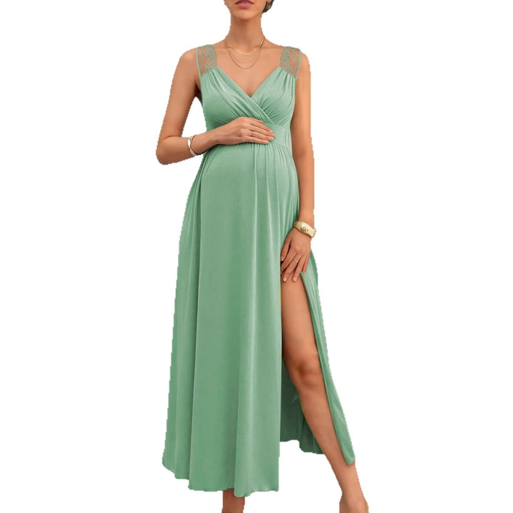 Dame Elegant Maxi kjole med blonde detaljer og flytende skjørt Skjora