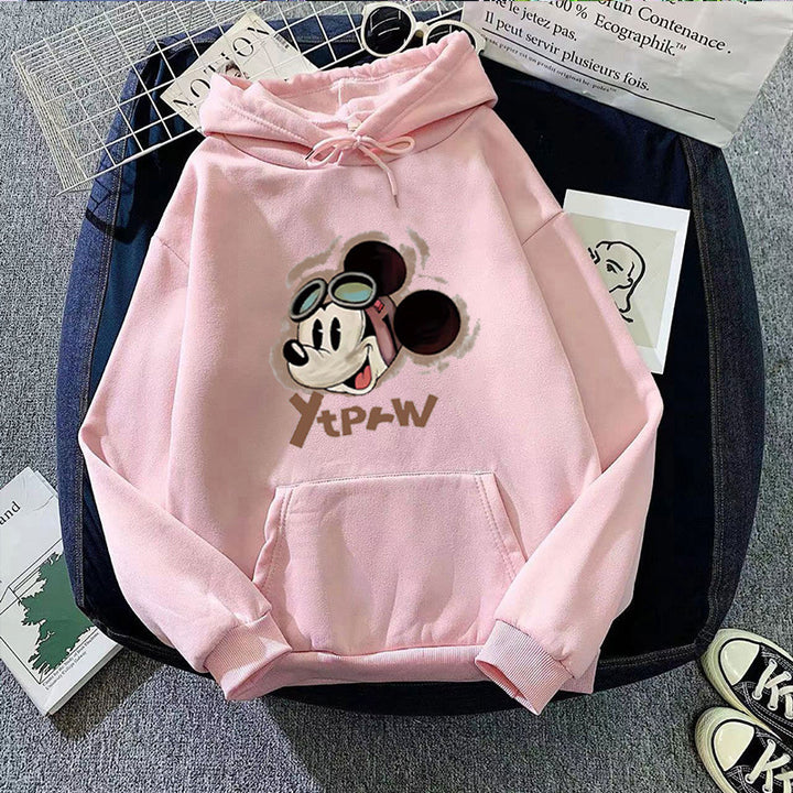 Dame hette hettegenser med kreativt Mickey Mouse-motiv Skjora