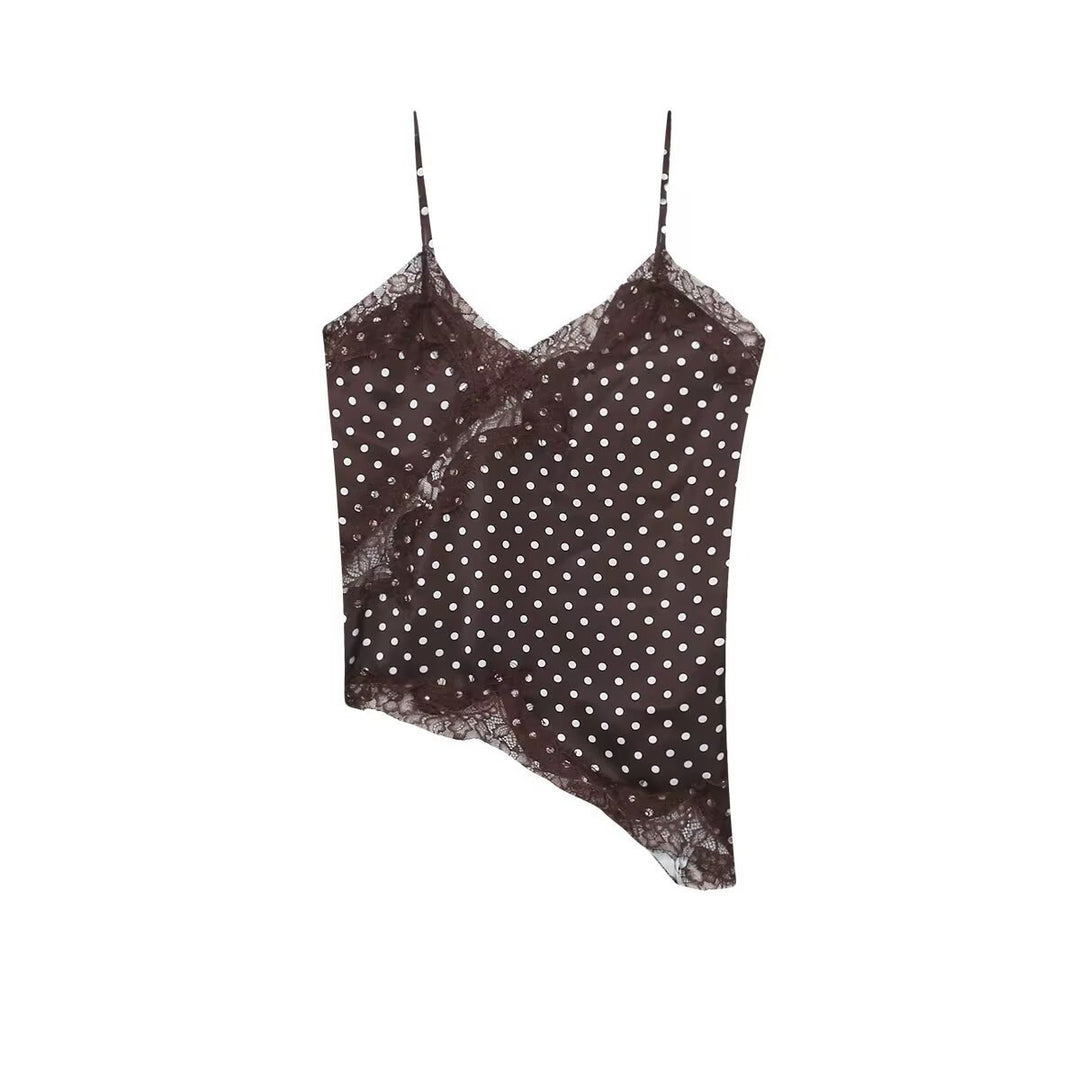 Dame-spets-camisole med asymmetrisk snitt og elegante punkter Skjora
