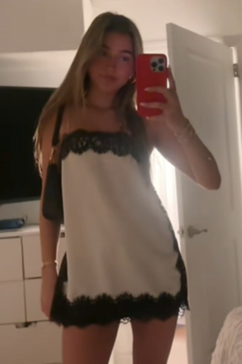 Damer elegant nattskjorte med spissdekorasjoner Skjora